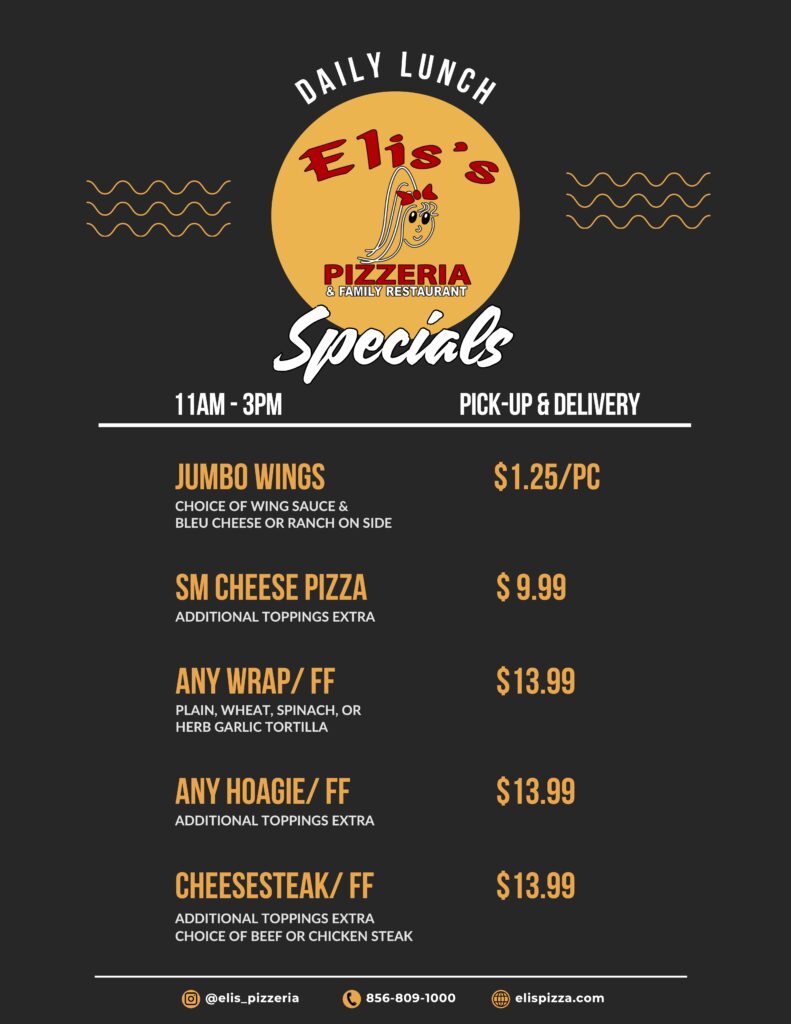 Elis's Weekly Lunch Menu